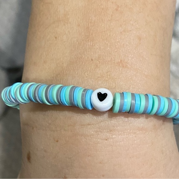 Other - Teal,Blue,Gray bracelet 8 inch bracelet handmade